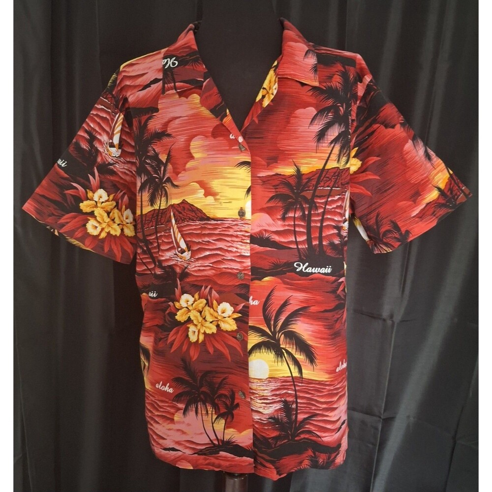 VTG Royal Creations Hawaiian Shirt Mens XL Red Aloha Floral USA